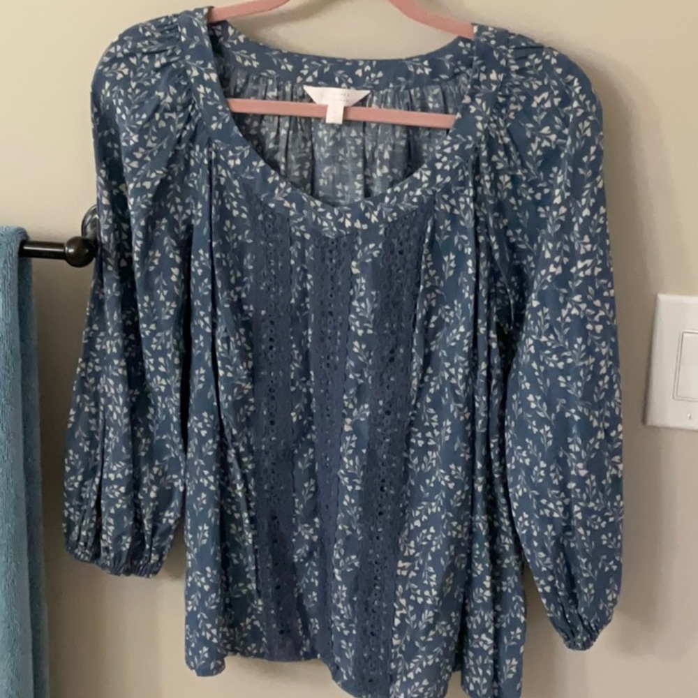 Lauren Conrad blue peasant blouse - Picture 2 of 6